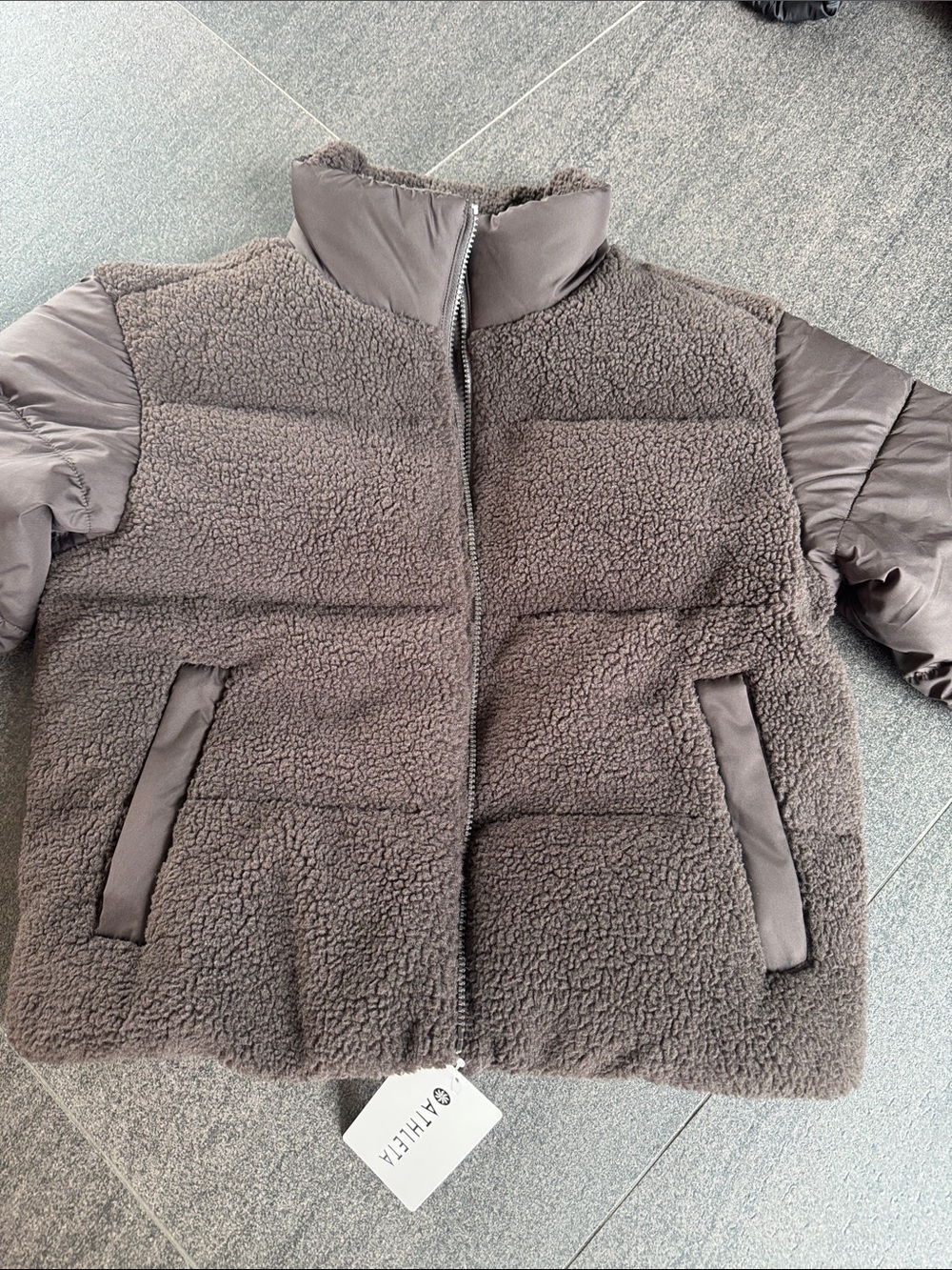 Athleta WOMANS  Chocolate Brown Sherpa Puffer Jacket